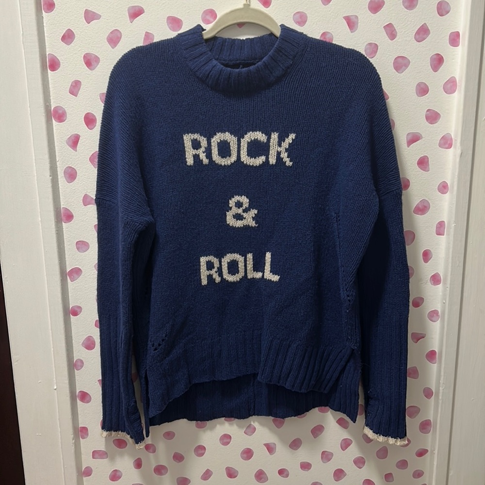 ZADIG & VOLTAIRE Rock & roll jacquard oversized crewneck 100% Merino Wool sz XS